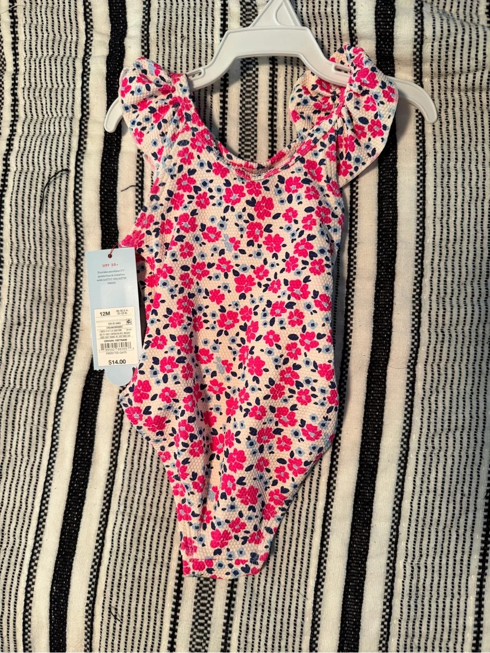 Gymboree Pink and Navy Floral One-Piece Bodysuit